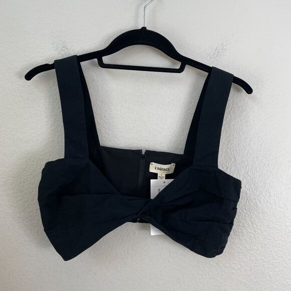 NEW L'agence Womens 2 Black Cropped Twist Front Tank Top - Picture 8 of 9